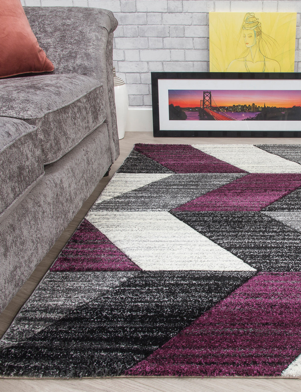 Impulse Chevron - Purple rug, 80 x 150 cm size