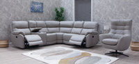 Pandora Half Leather - Pearl Grey corner sofa, photo 9