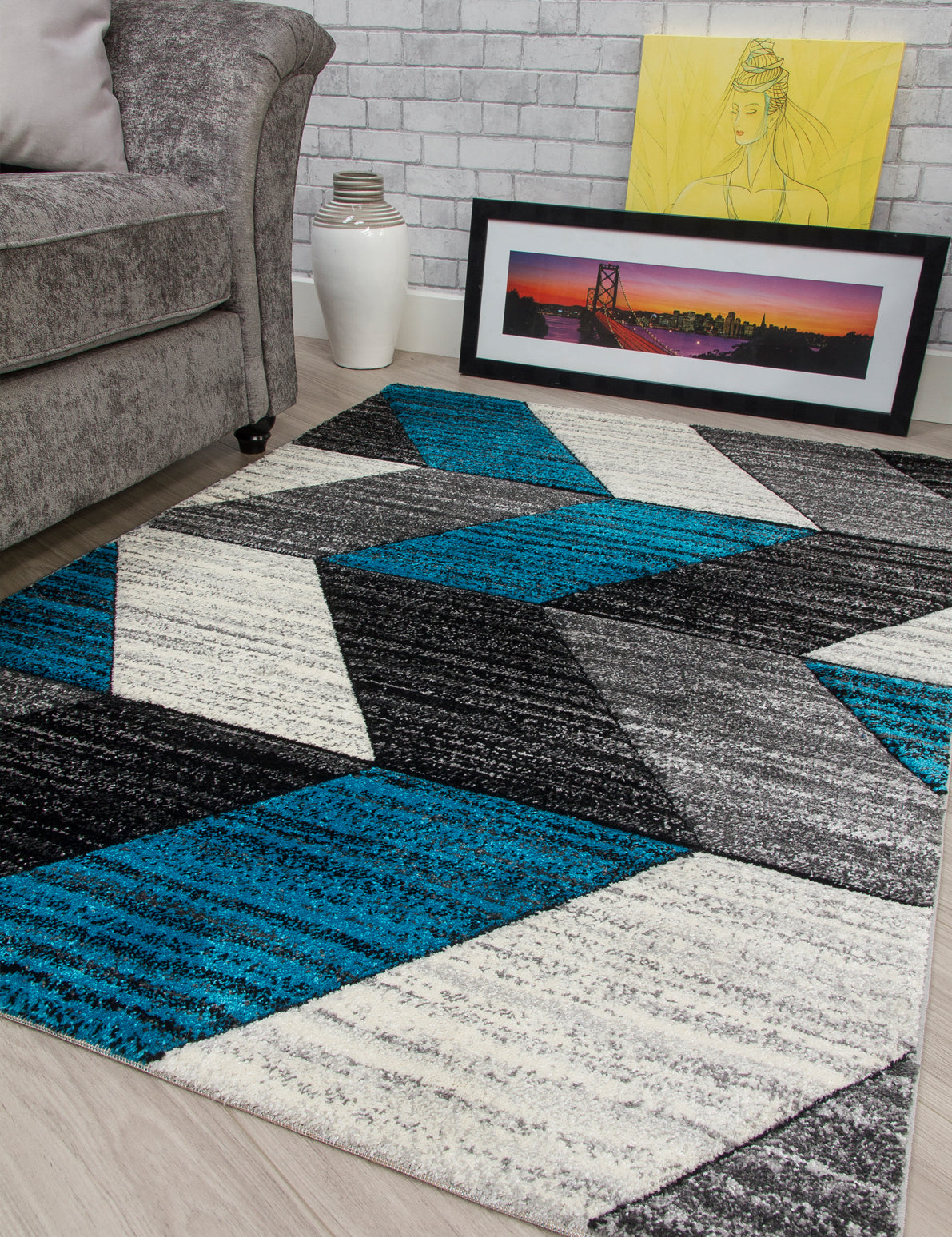 Impulse Chevron - Teal rug, photo 6