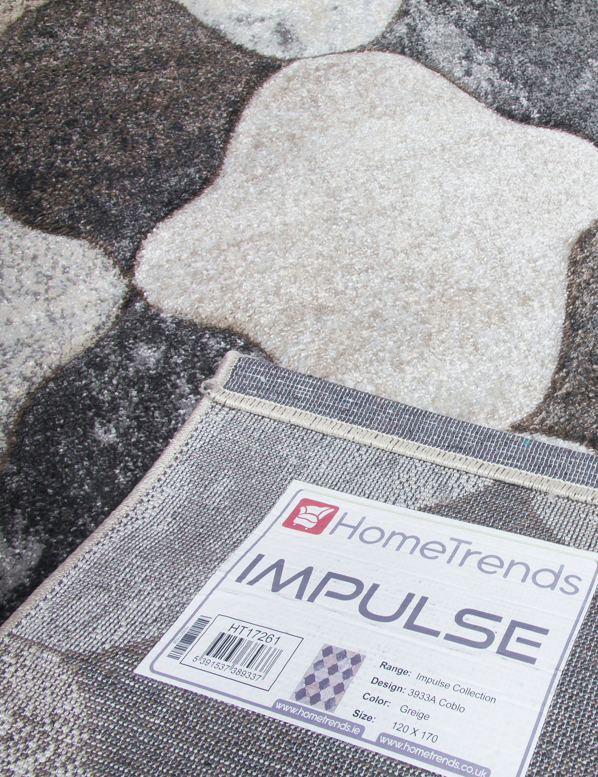 Impulse Coblo - Greige rug, 200 x 300 cm size