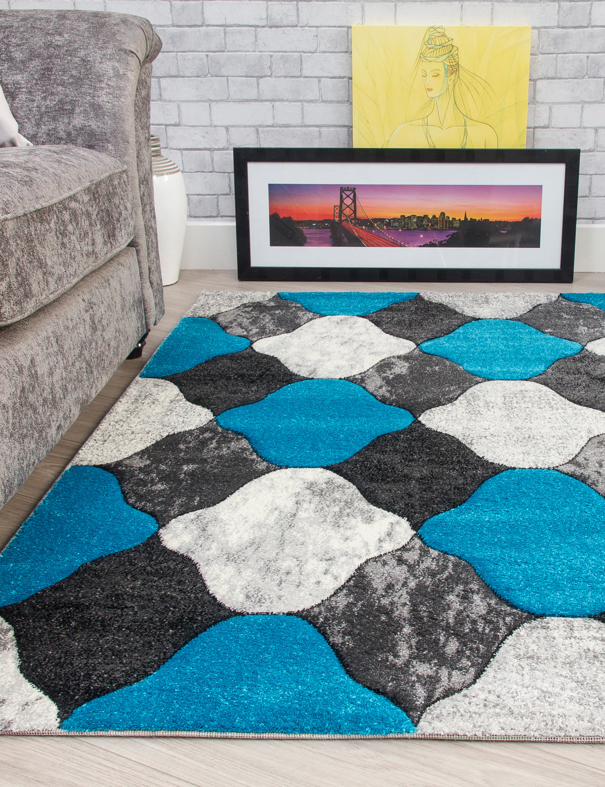 Impulse Coblo - Teal rug, 120 x 170 cm size