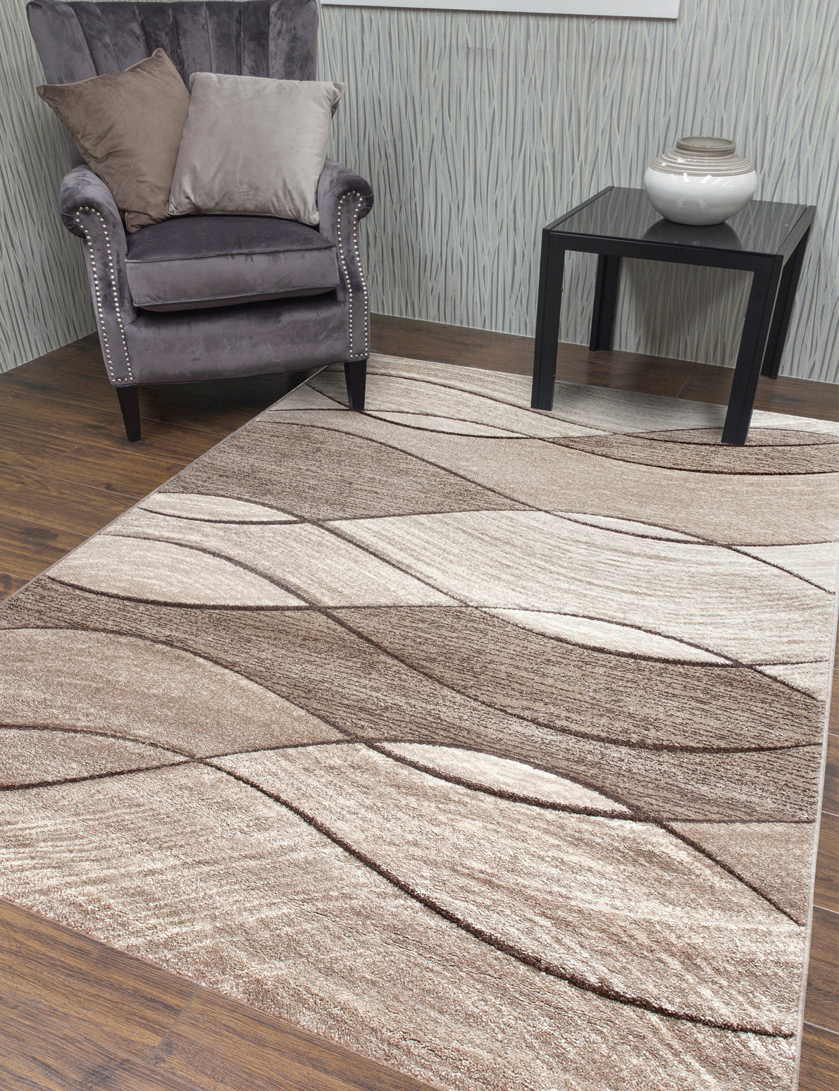 Impulse Waves - Beige rug, 80 x 150 cm size