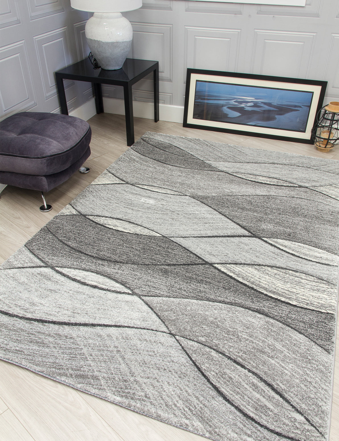 Impulse Waves - Grey rug, 80 x 150 cm size