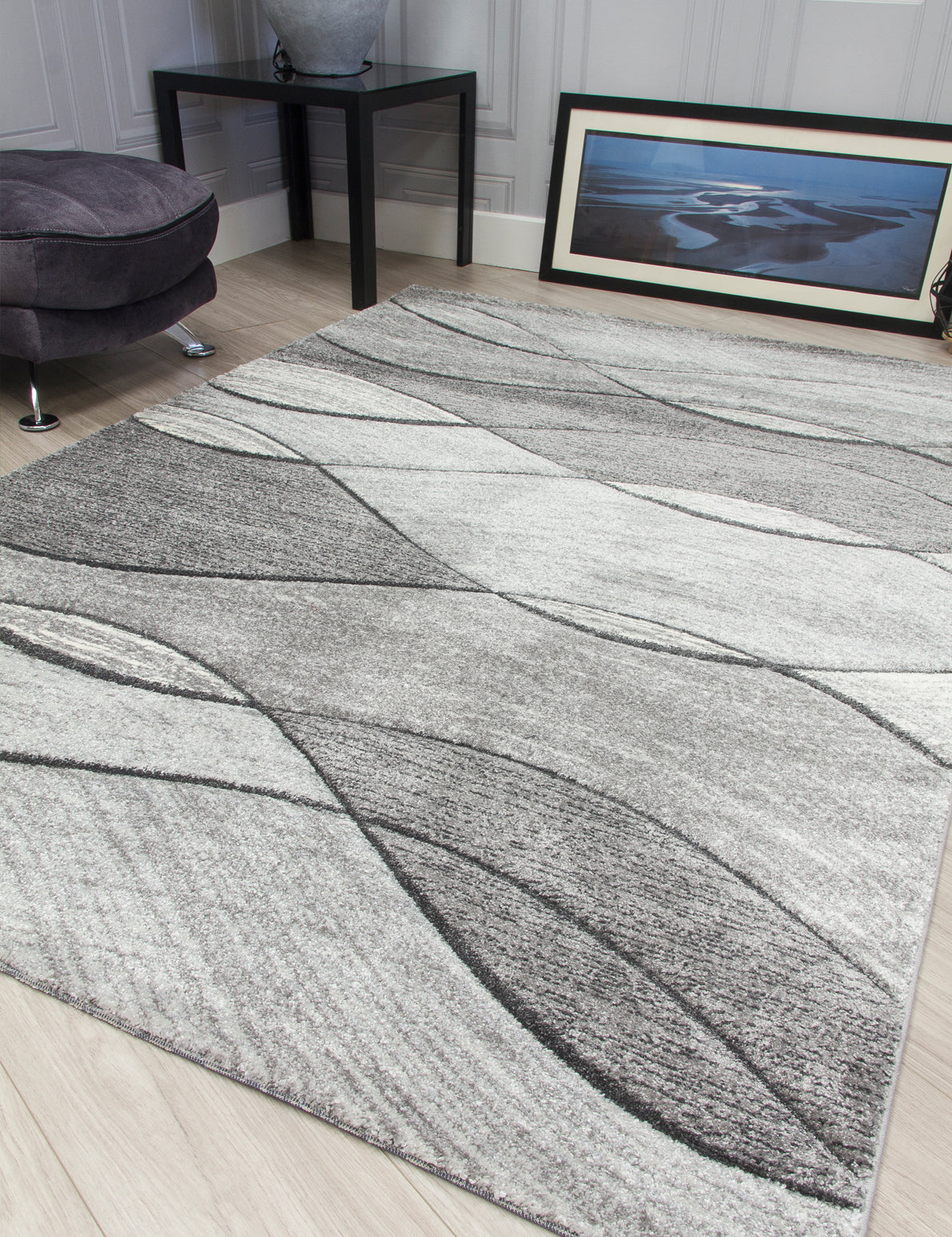 Impulse Waves - Grey rug, 120 x 170 cm size