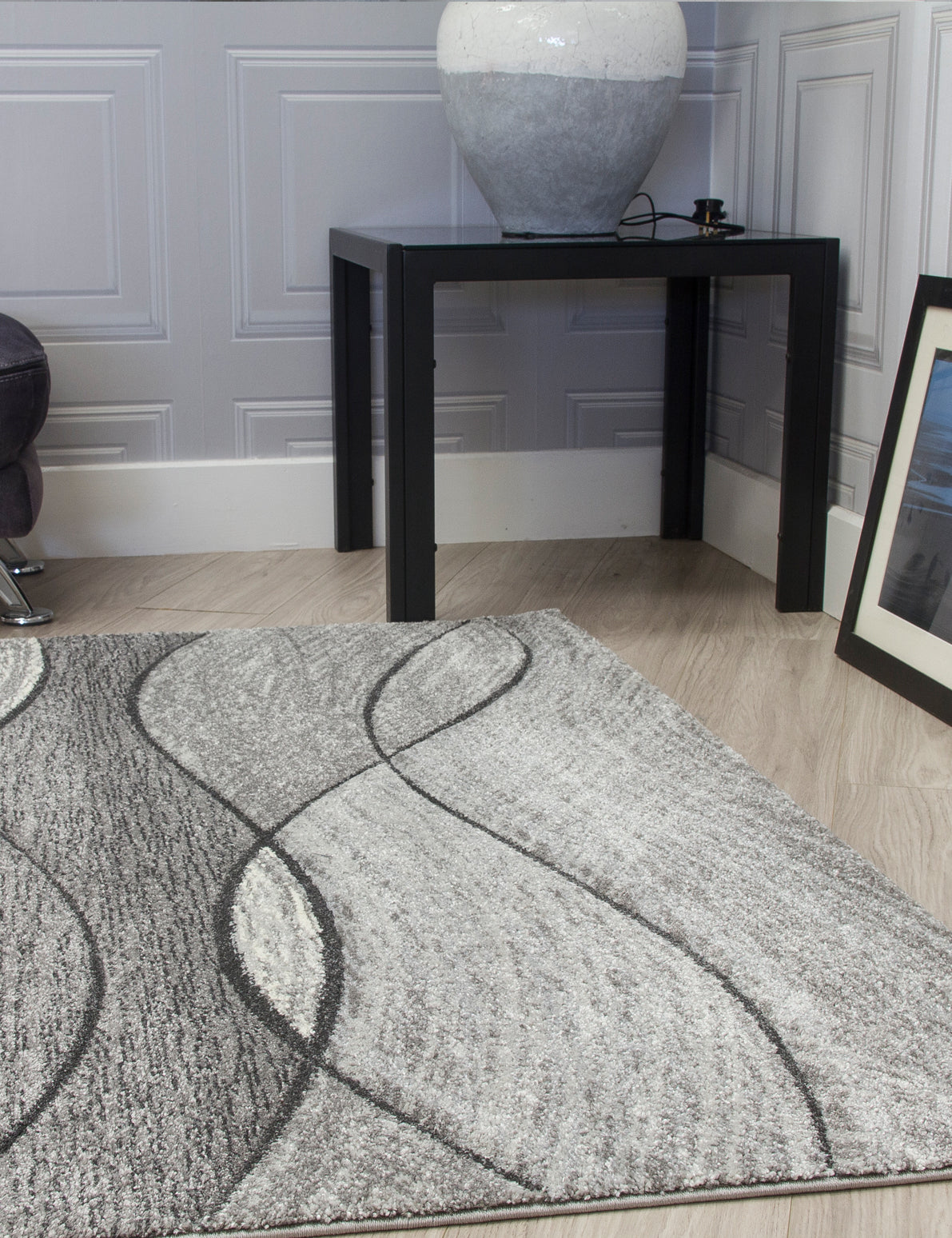 Impulse Waves - Grey rug, 160 x 220 cm size