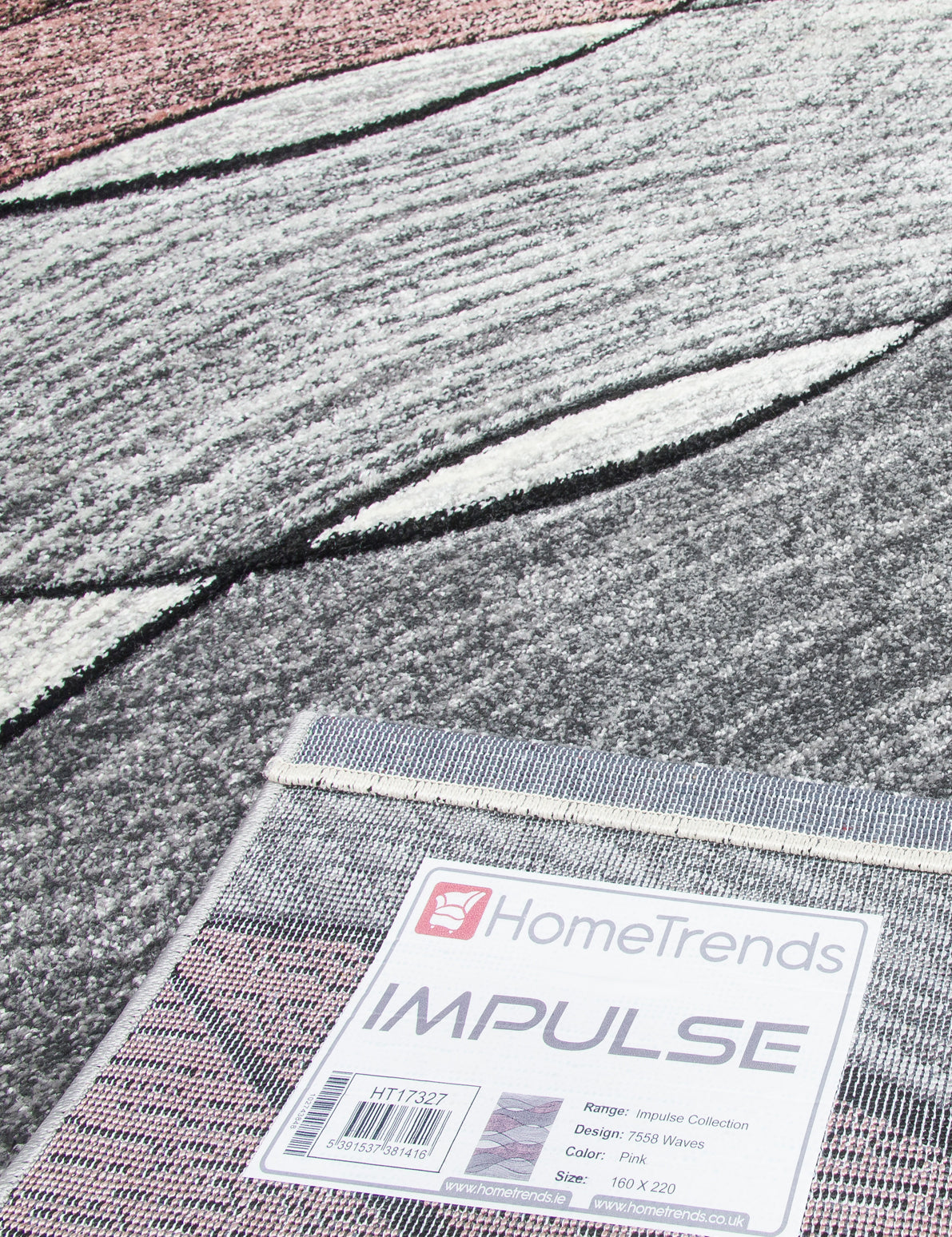 Impulse Waves - Pink rug, 240 x 330 cm size