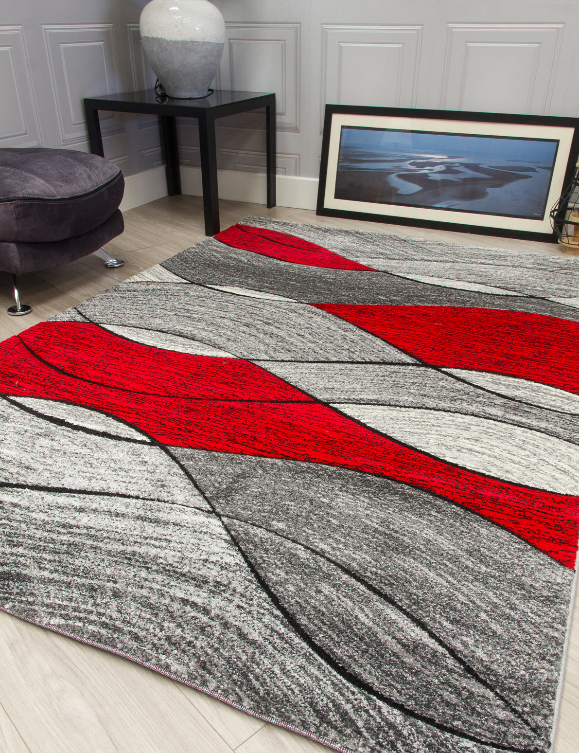 Impulse Waves - Red rug, 120 x 170 cm size