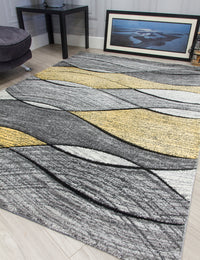 Impulse Waves - Yellow rug, 80 x 150 cm size