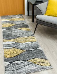 Impulse Waves - Yellow rug, 67 x 240 cm size