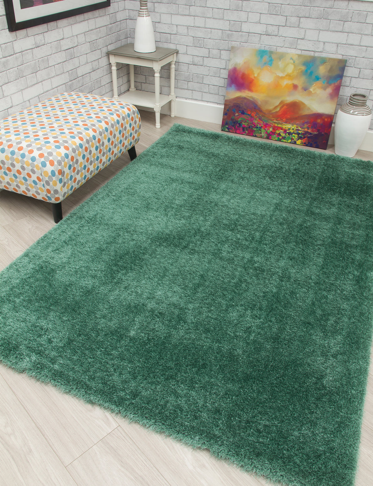 Plush Shaggy - Dark Green rug, 120 x 170 cm size