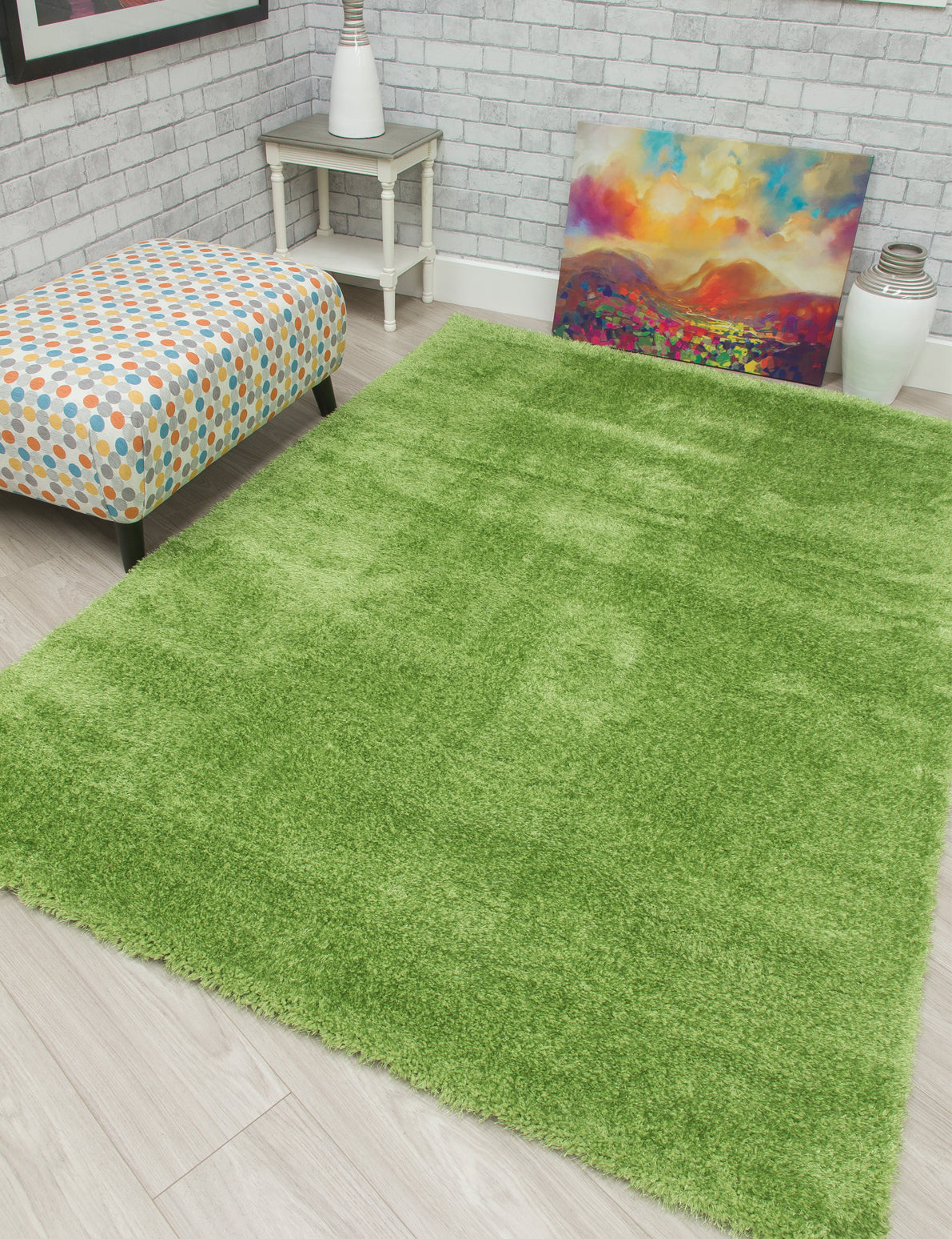 Plush Shaggy - Light Green rug, 120 x 170 cm size