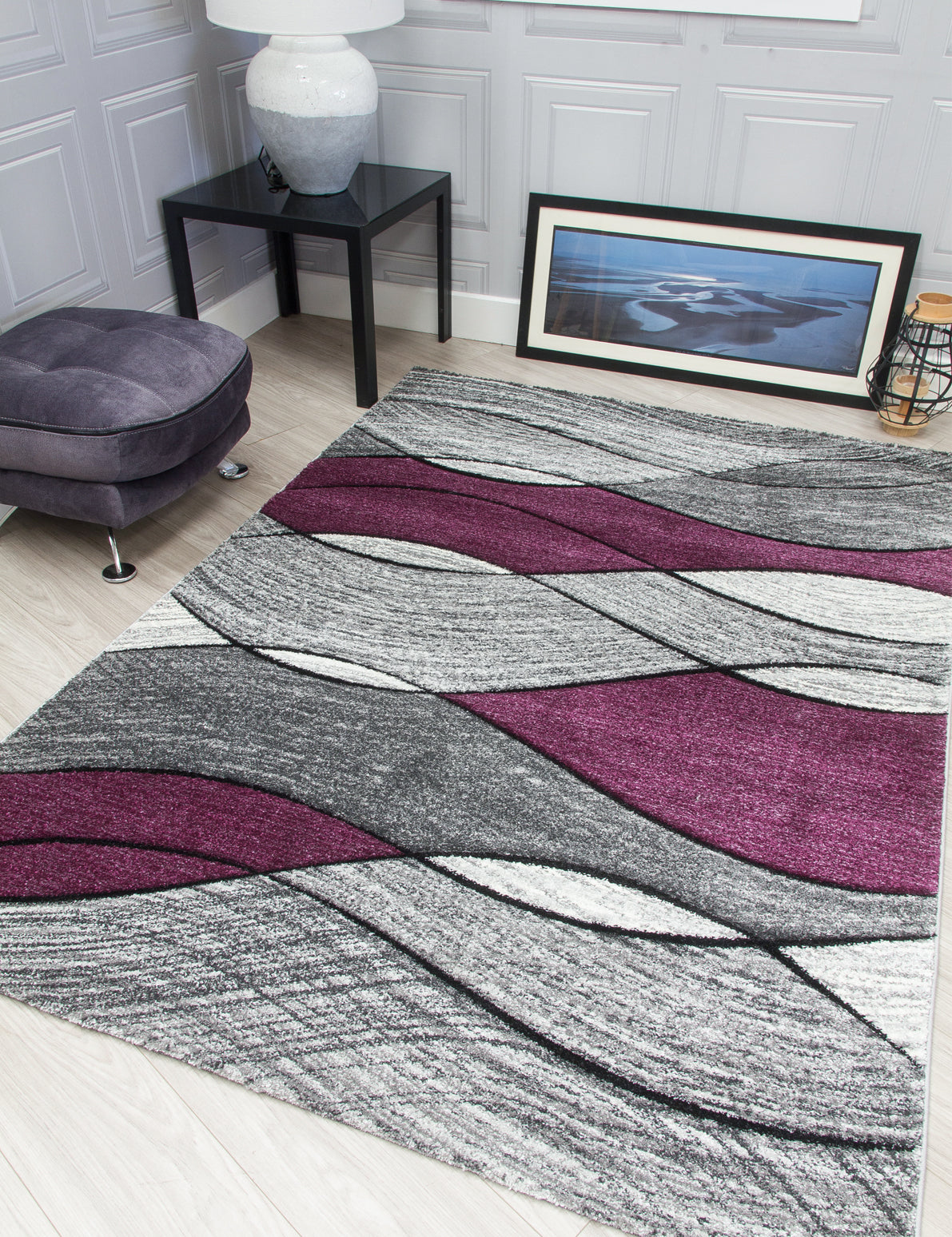 Impulse Waves - Purple rug, 80 x 150 cm size