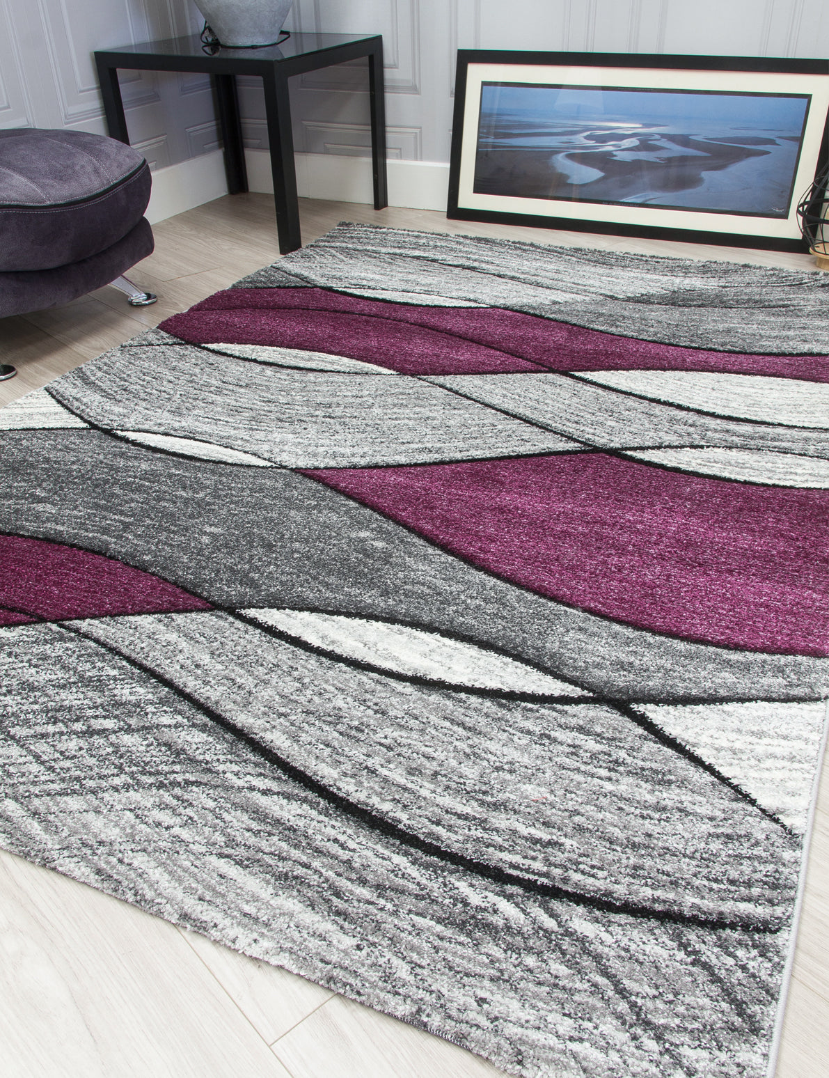 Impulse Waves - Purple rug, 120 x 170 cm size