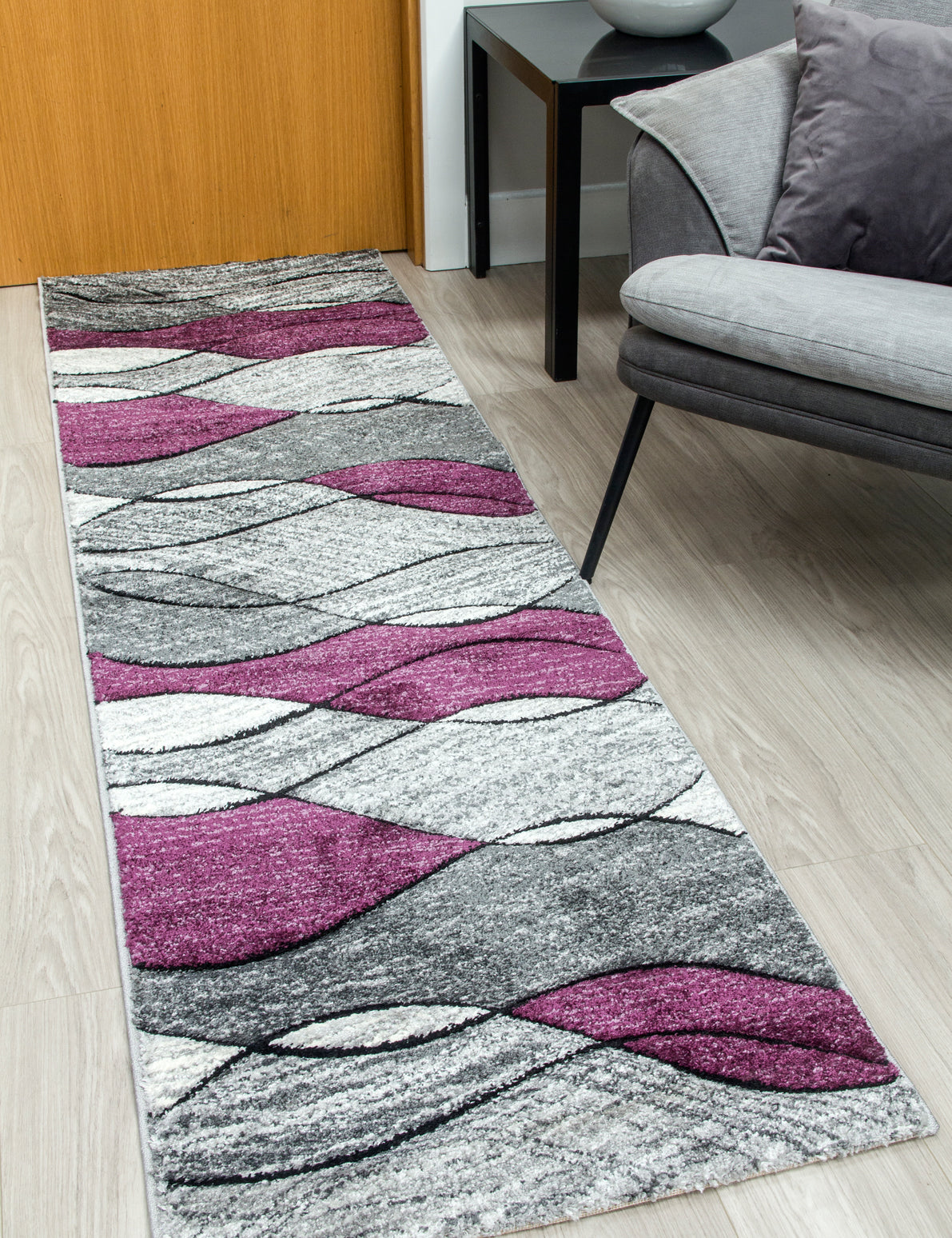 Impulse Waves - Purple rug, 67 x 240 cm size