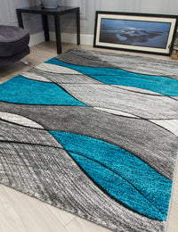 Impulse Waves - Teal rug, 120 x 170 cm size