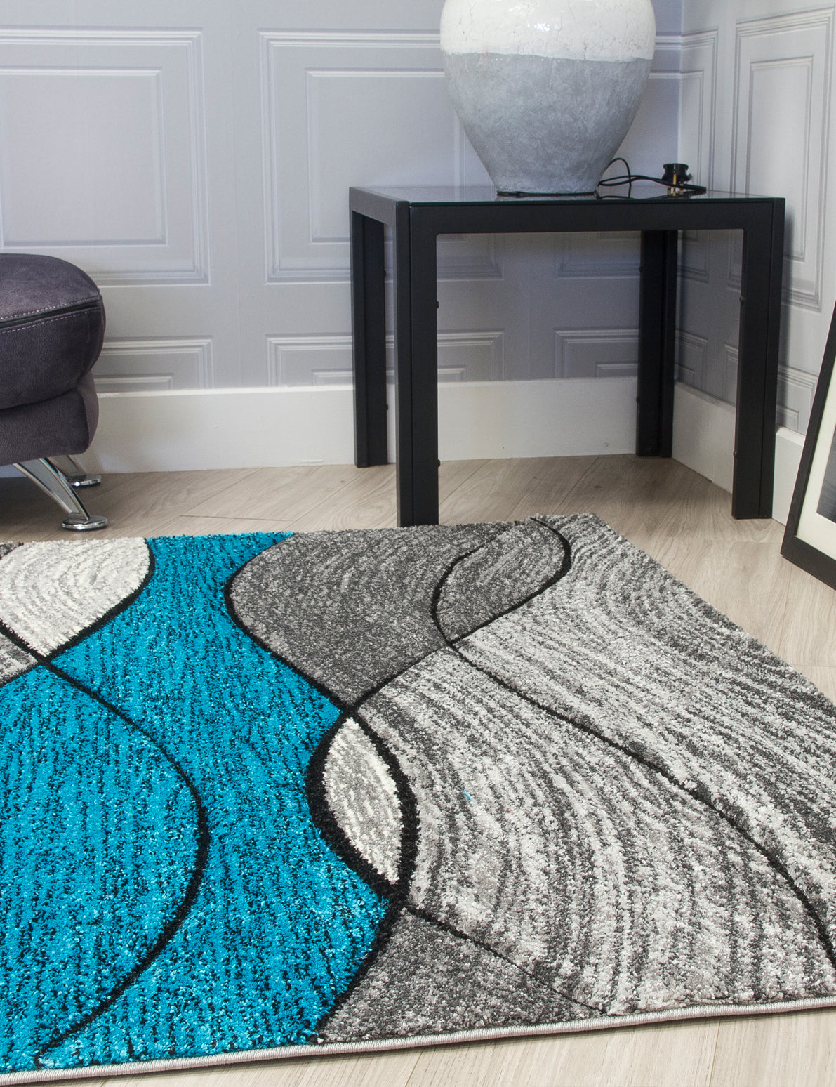 Impulse Waves - Teal rug, 160 x 220 cm size