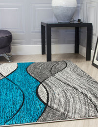 Impulse Waves - Teal rug, 160 x 220 cm size