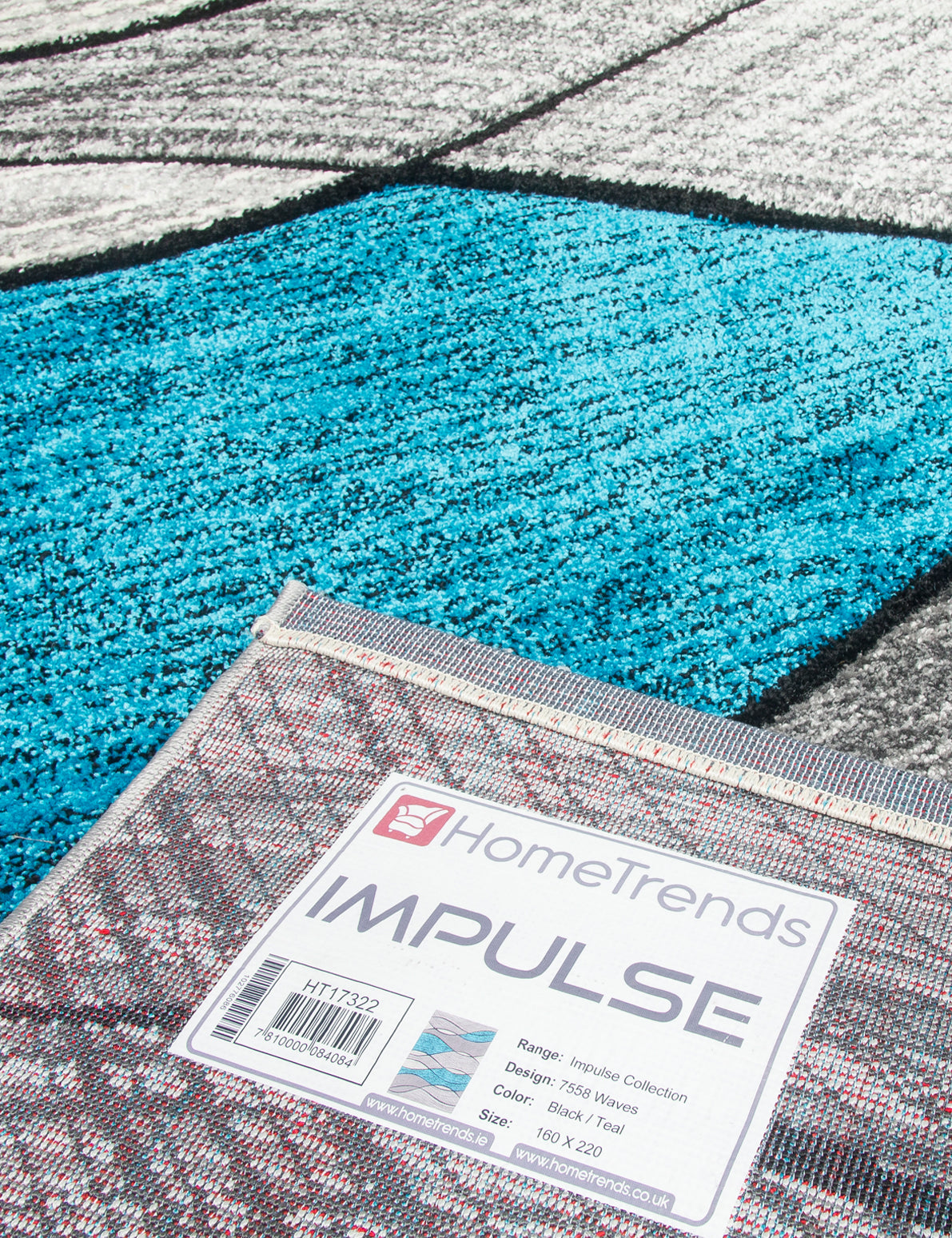 Impulse Waves - Teal rug, 200 x 300 cm size