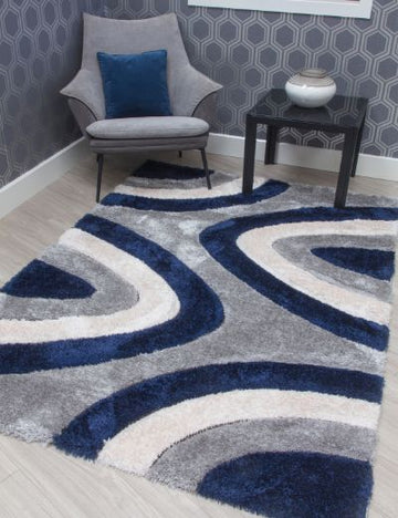 Luxus Ripples - Navy rug from The Mattress Store Ireland