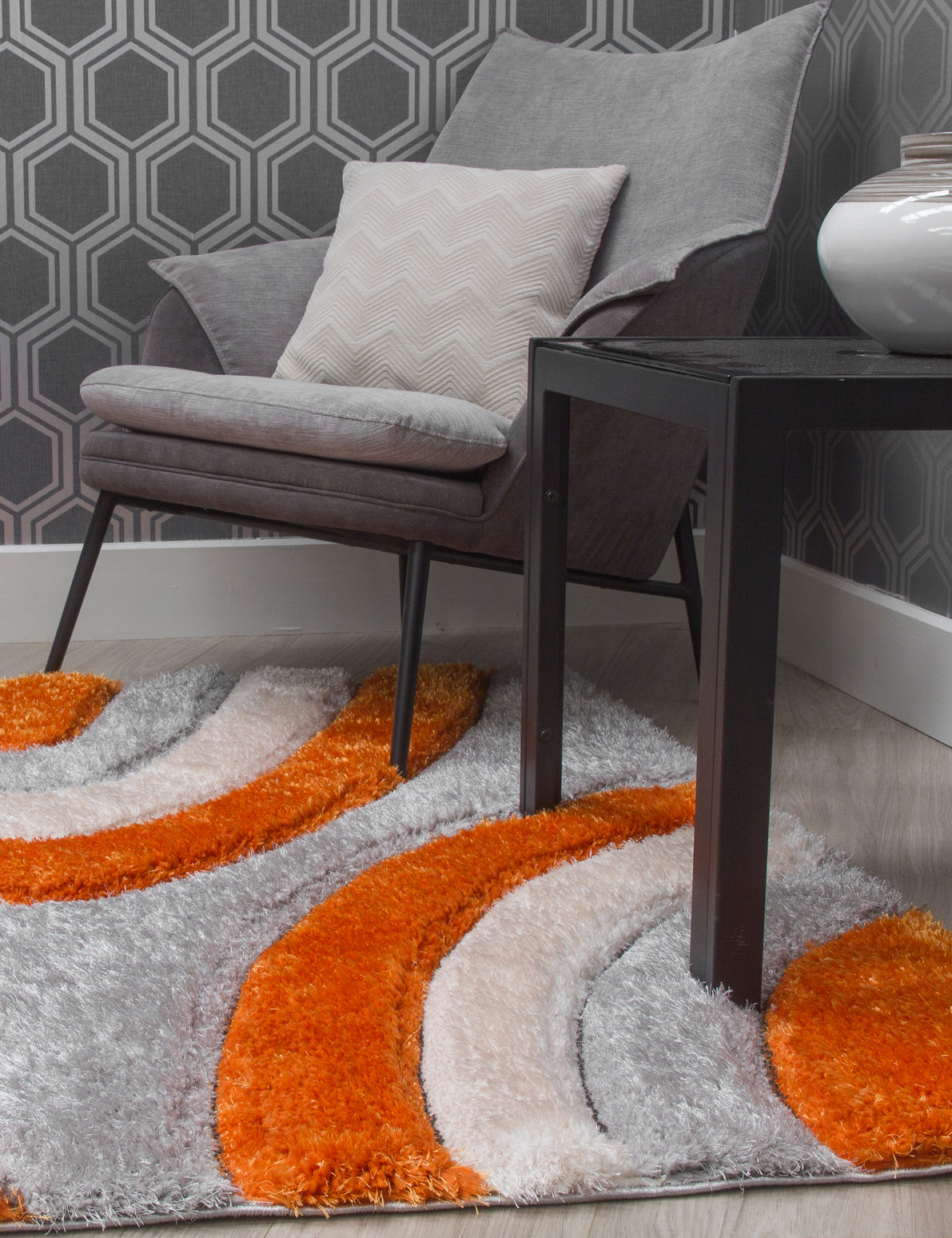 Luxus Ripples - Orange rug, 120 x 170 cm size