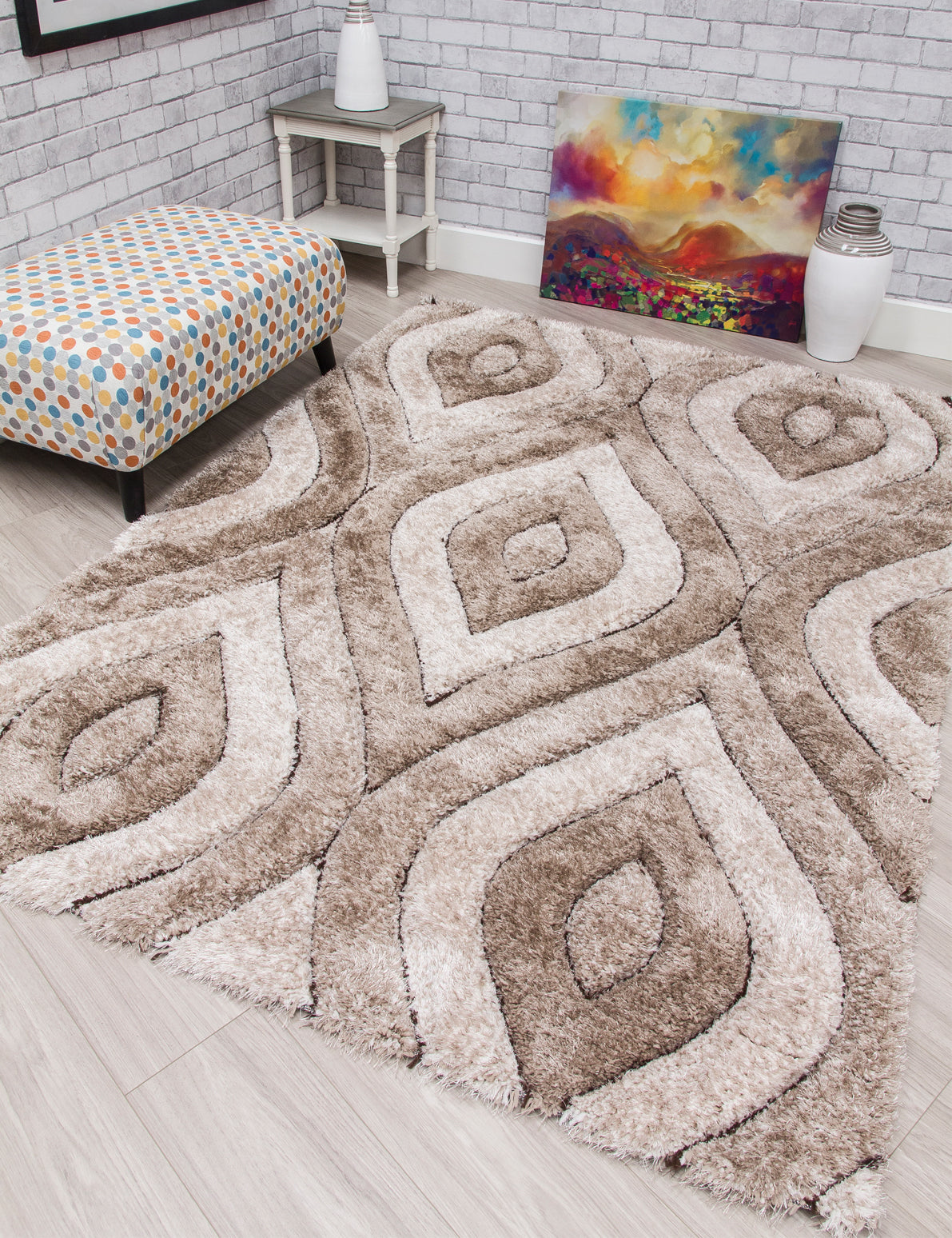Luxus Teardrop - Beige rug, 80 x 150 cm size
