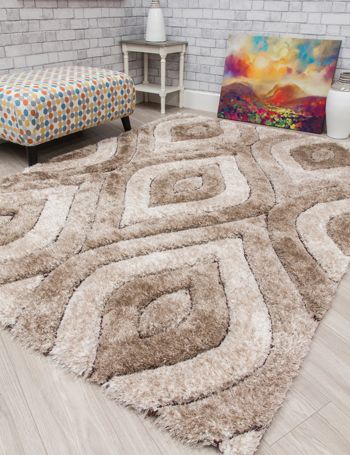 Luxus Teardrop - Beige rug, 120 x 170 cm size