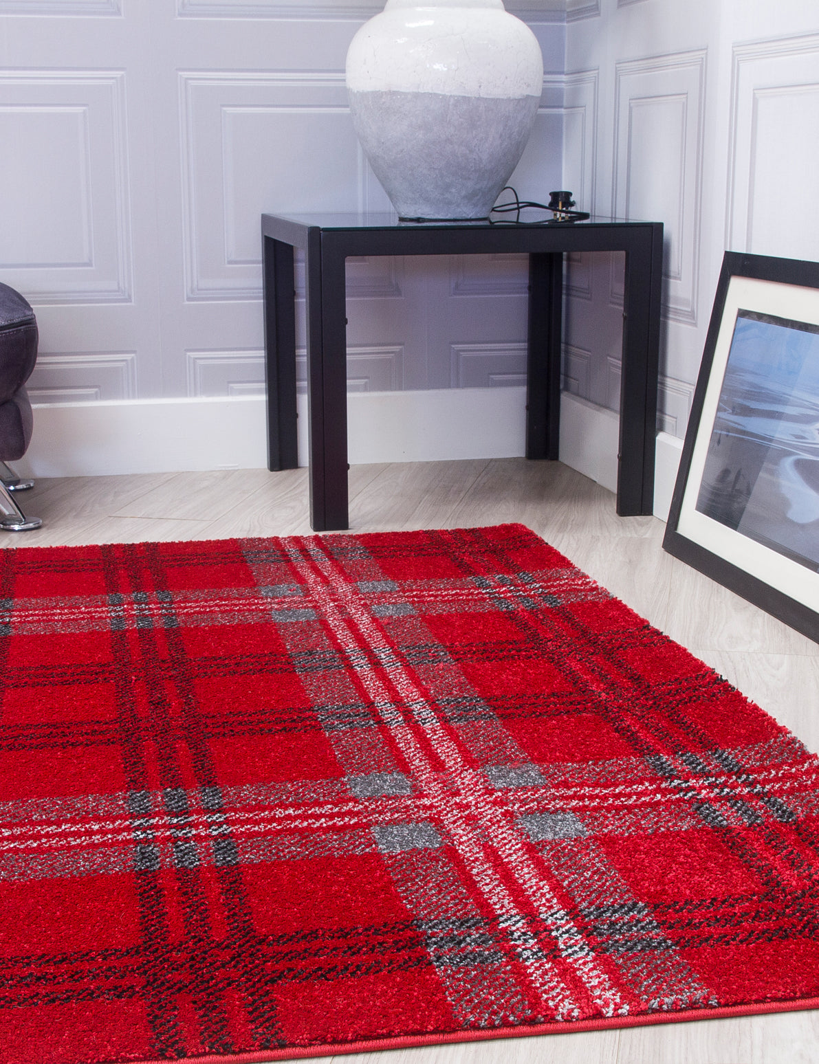 Glendale - Red / Grey rug, 120 x 170 cm size