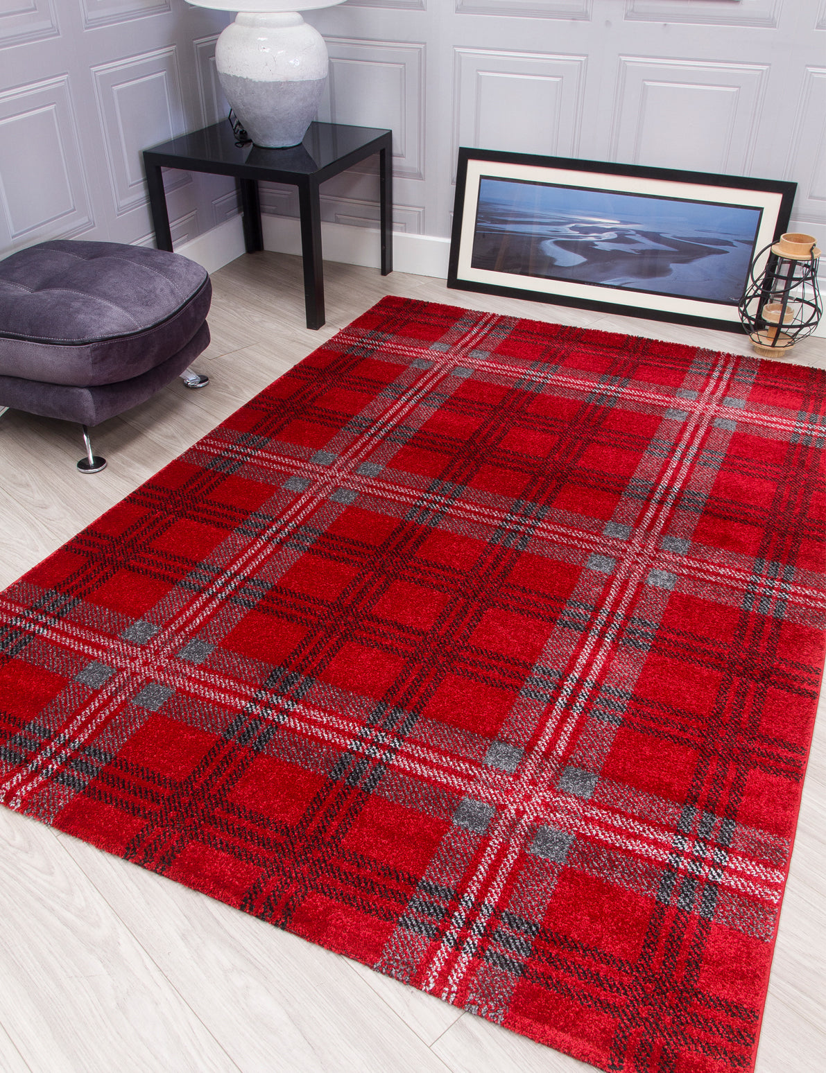 Glendale - Red / Grey rug, 160 x 220 cm size