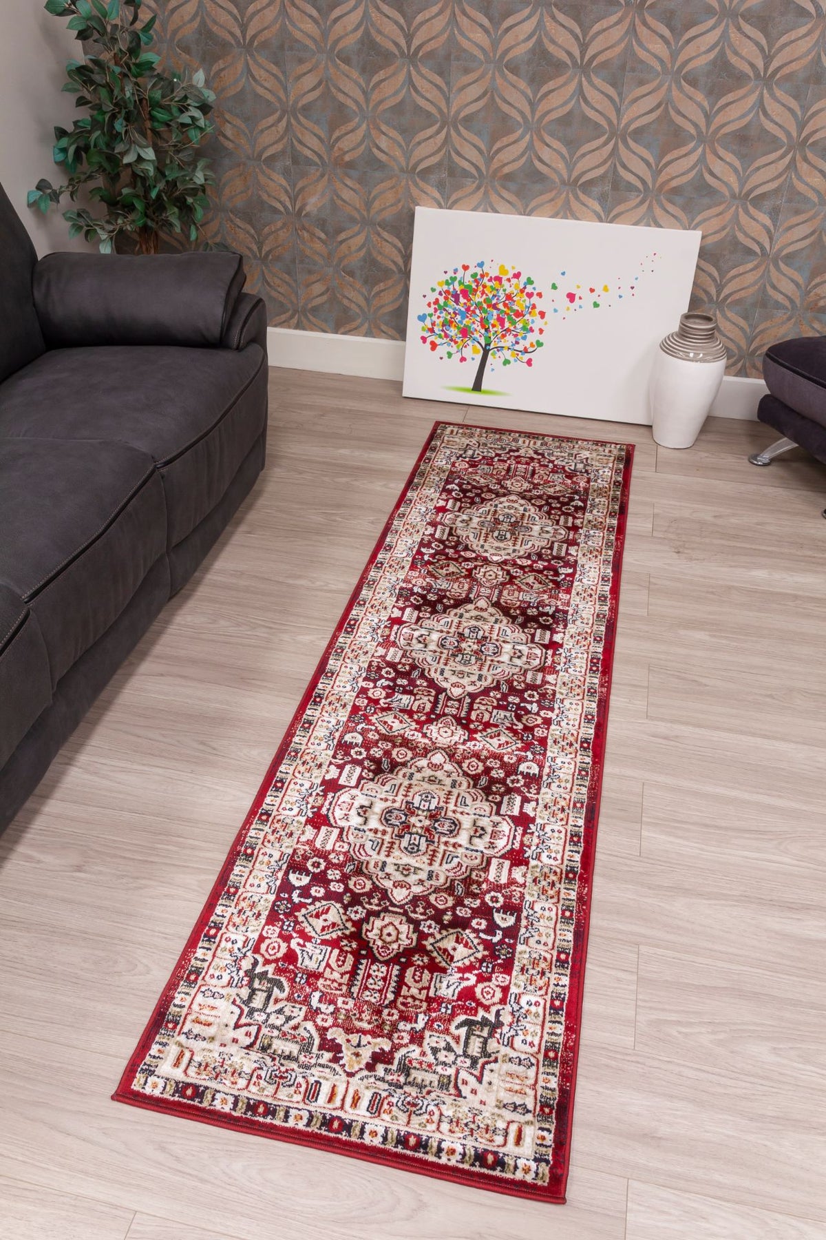 Aziza Medallion - Red rug, 67 x 240 cm size