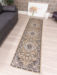 Aziza Medallion - Beige rug, 67 x 240 cm size