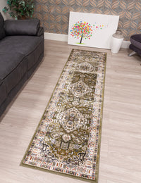 Aziza Medallion - Green rug, 67 x 240 cm size
