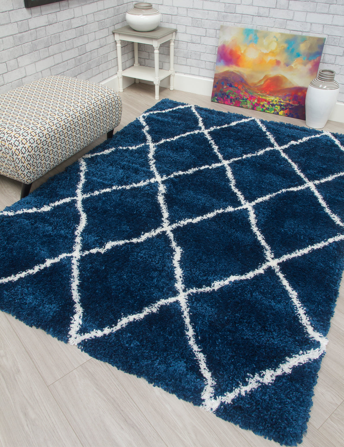 Fantasy Trellis - Blue Cream rug, 160 x 220 cm size