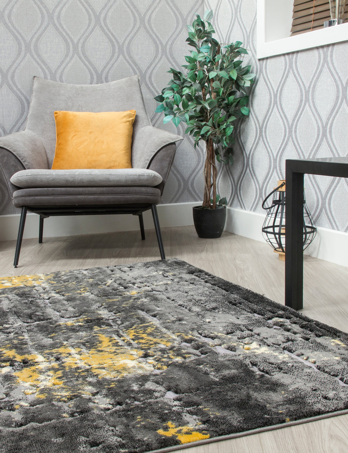 Bellini Mirage - Dark Grey / Yellow rug, 160 x 220 cm size