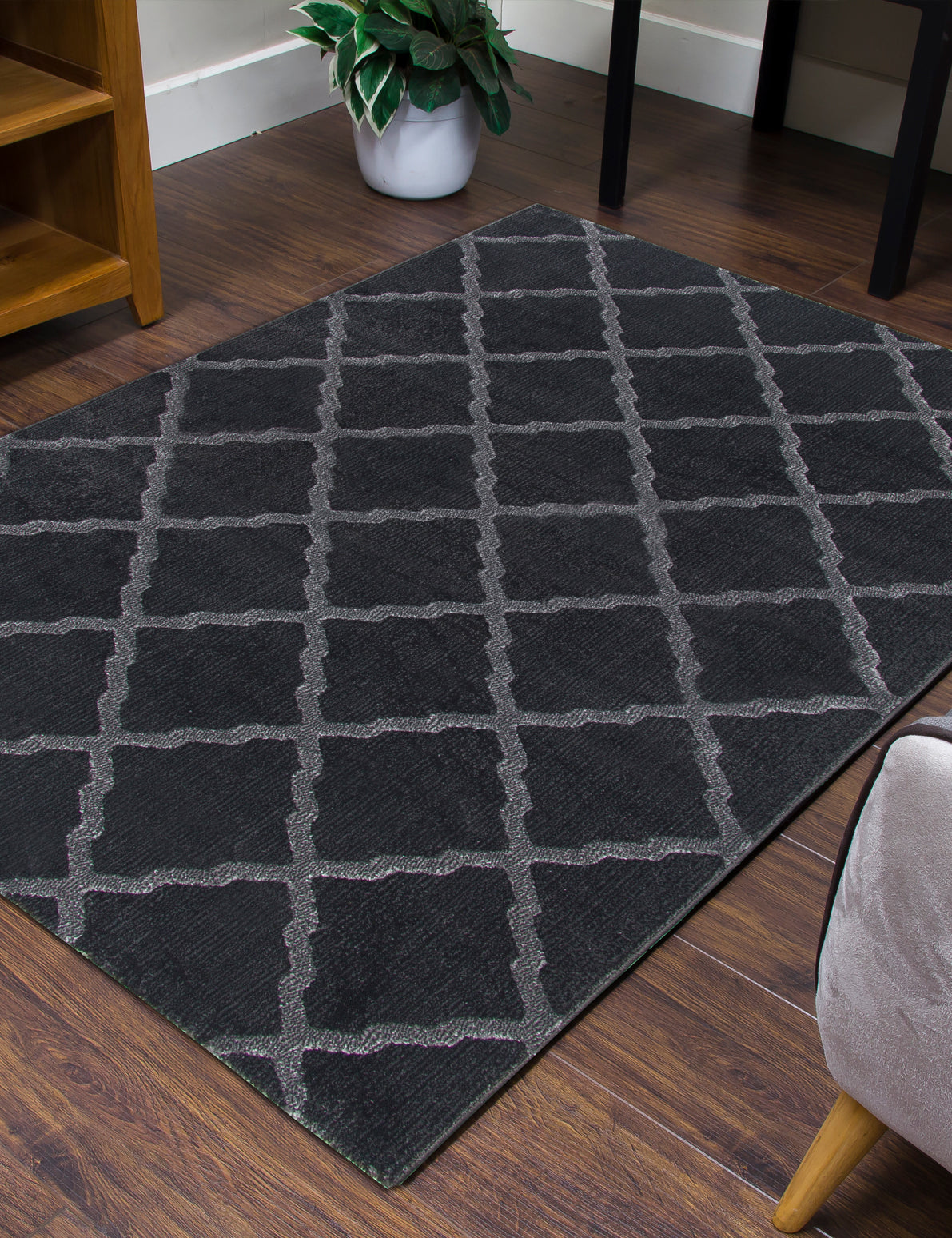 Toscana Lattice - Dark Grey rug, 120 x 170 cm size