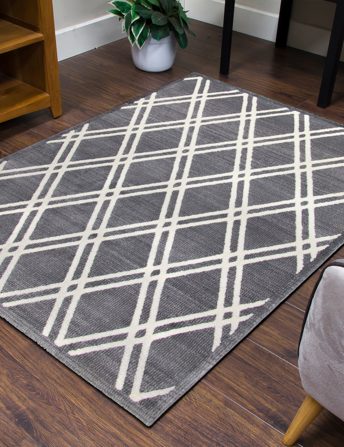 Toscana Trellis - Medium Grey rug, 160 x 220 cm size