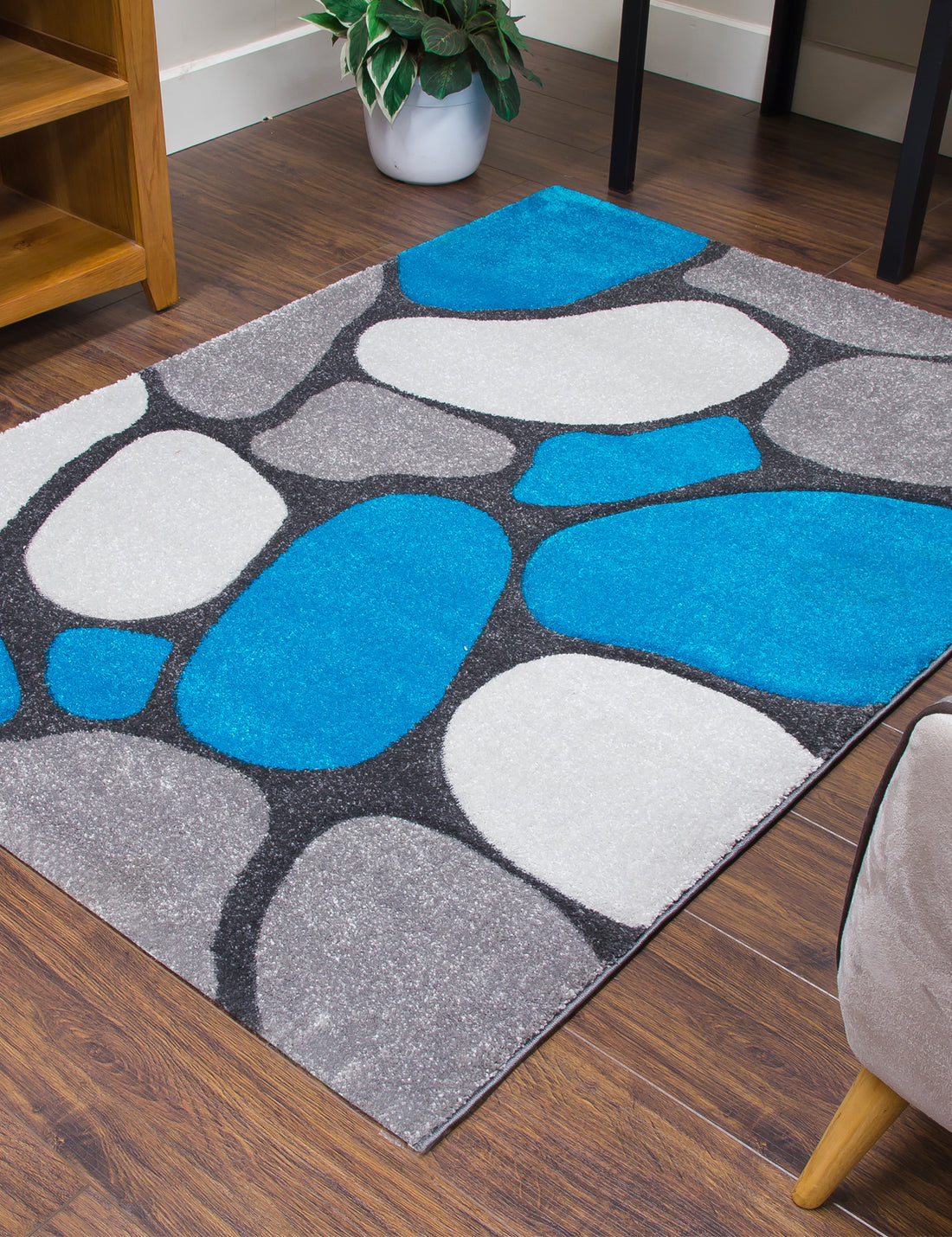 Tempo Pebbles - Grey / Teal rug, photo 2