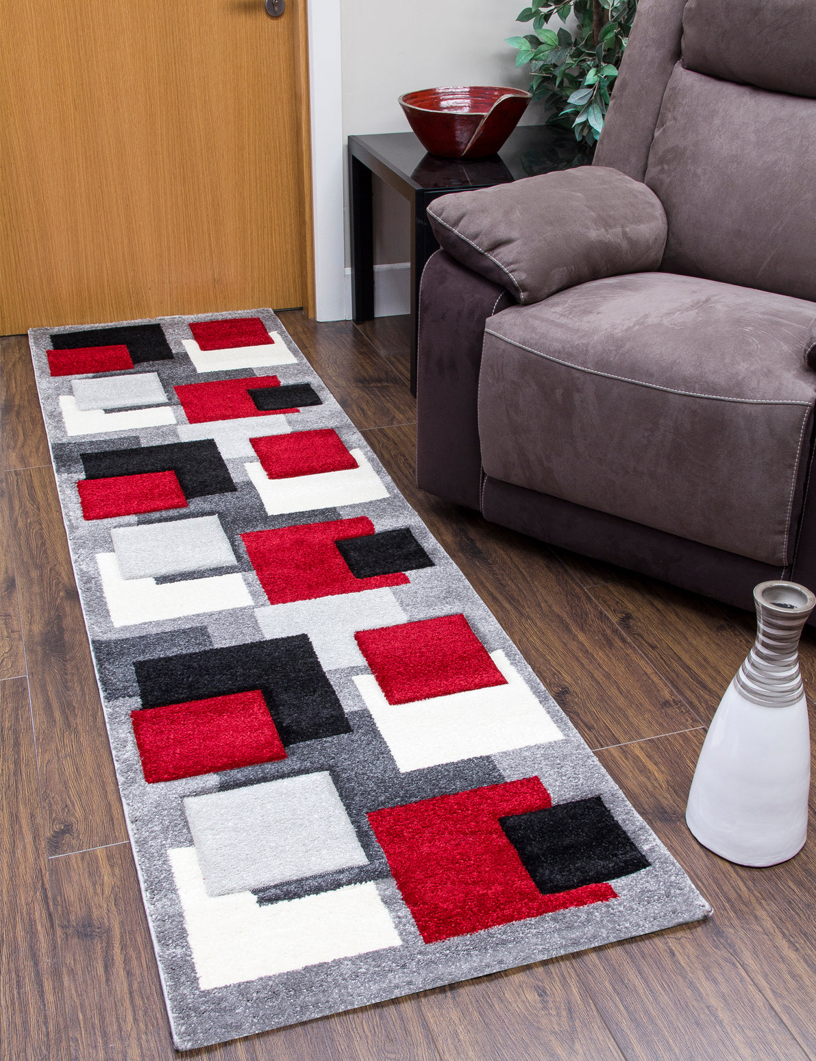 Tempo Squares - Black / Red rug from The Mattress Store Ireland
