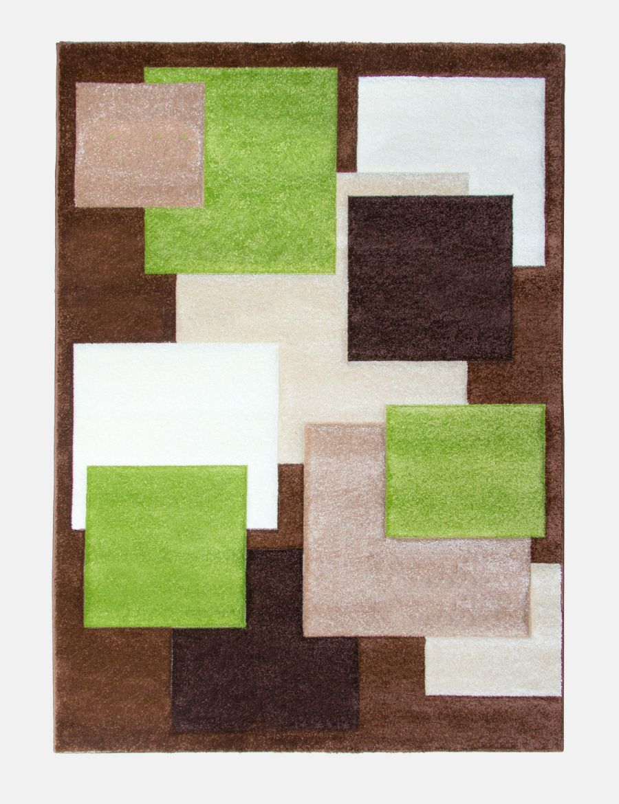 Tempo Squares - Brown / Green rug from The Mattress Store Ireland