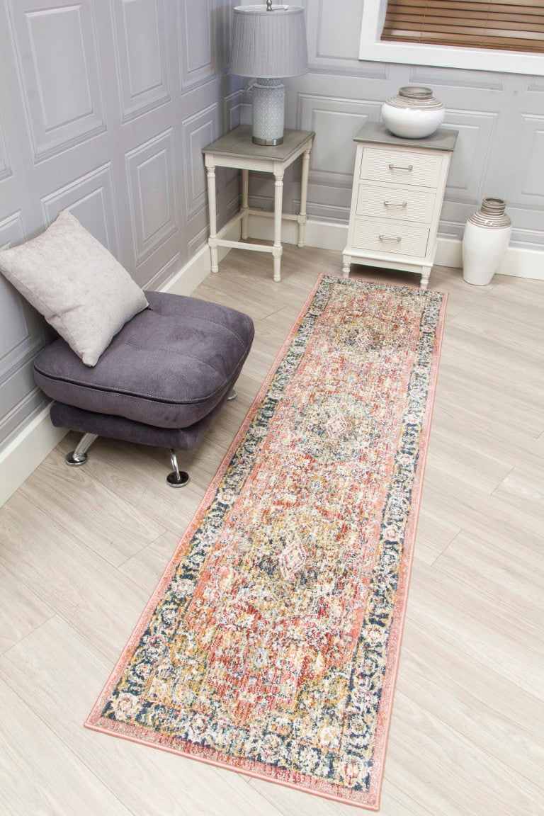 Boho Medallion - Pink rug, 67 x 250 cm size