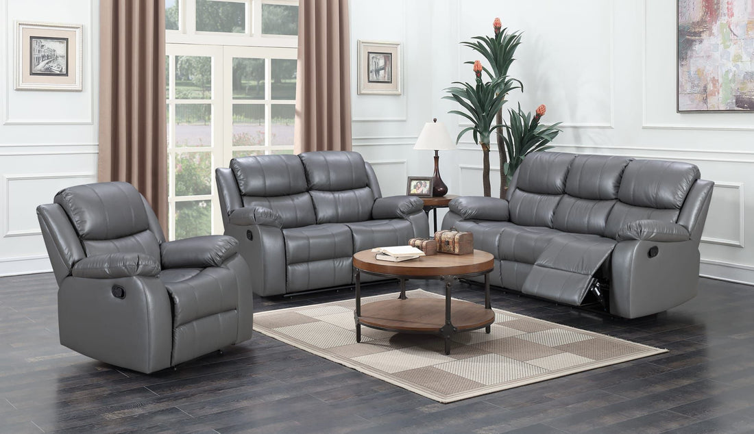 Judy Recliner Sofa Leather in grey leather