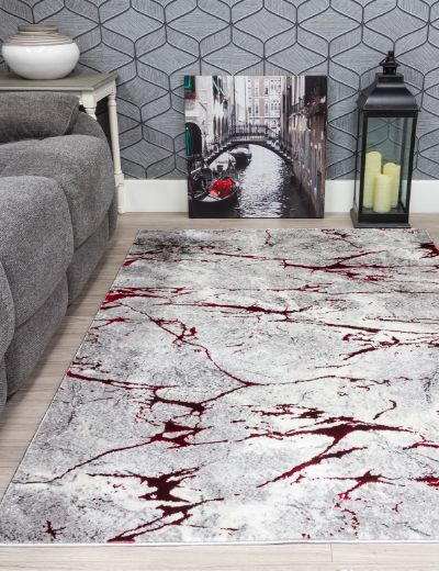 Luxurious Glitz Marble Red Rug from Ireland - Best Quality for Your Home Decor - in Ireland