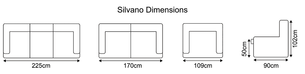 Silvano sofa, dimensions