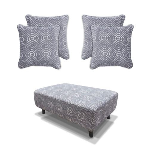 Occasional  Poppy Footstool & Cushion Set - Grey
