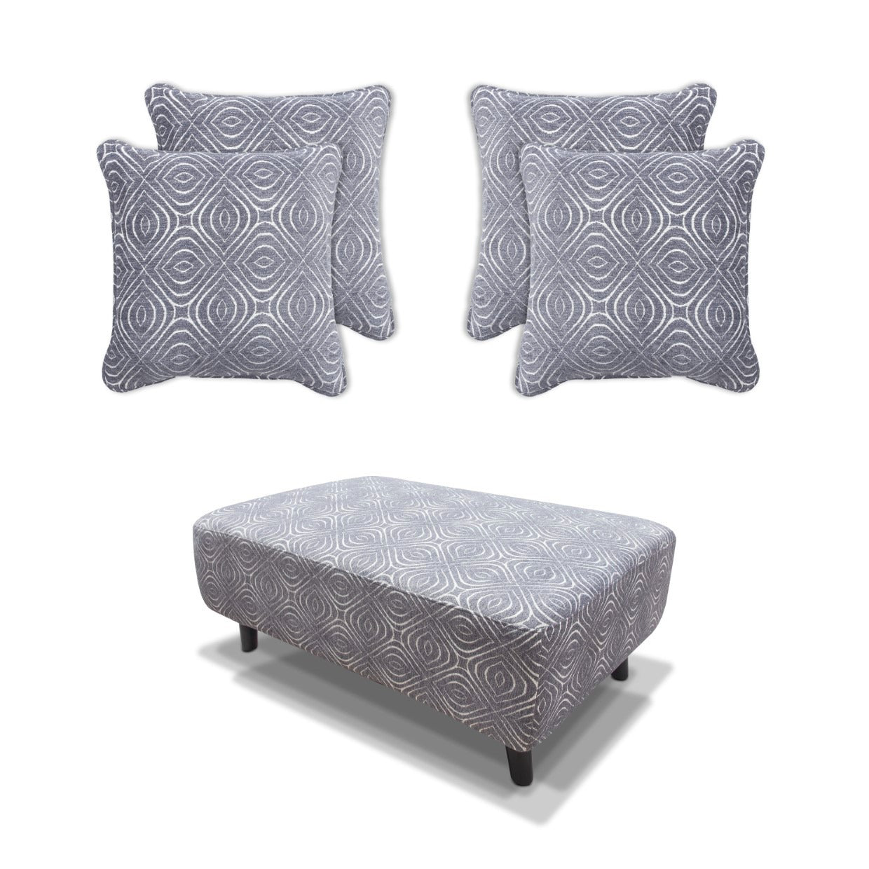 Occasional  Poppy Footstool & Cushion Set - Grey