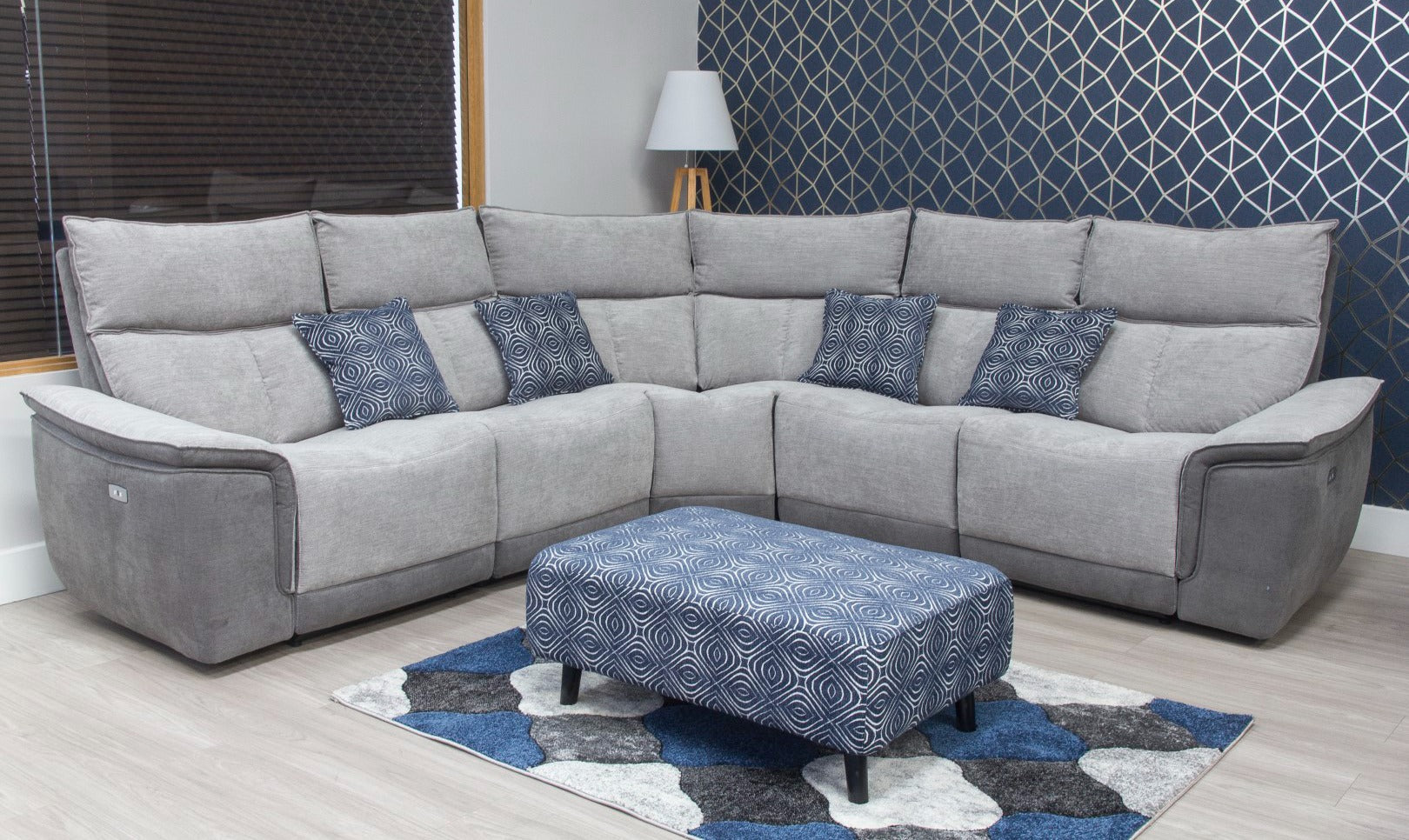 Occasional  Poppy Footstool & Cushion Set - Navy