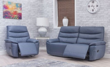Cadiz Smoke Blue leather sofa