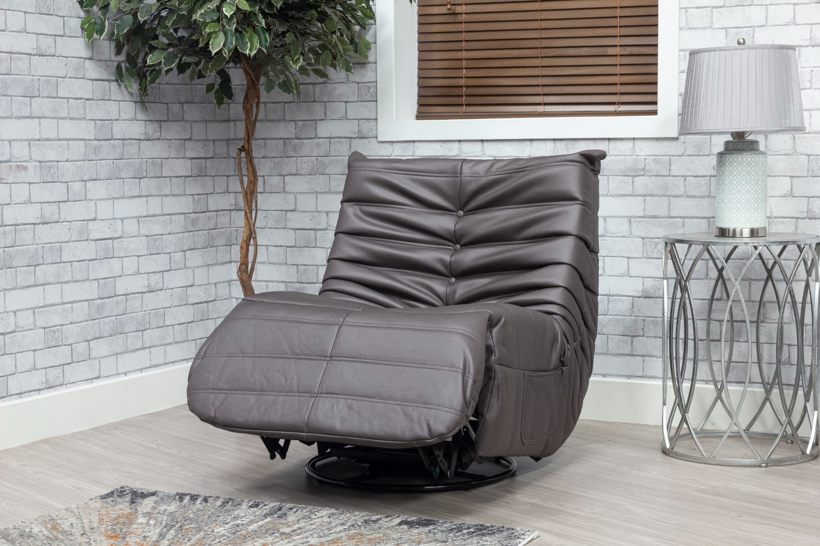 Occasional Capri Swivel Rocker Recliner - Dark Grey