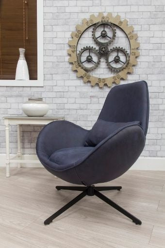 Occasional Swirl Swivel Chair -Denim
