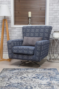 Occasional Poppy Swivel Chair  Footstool & Cushions - Navy