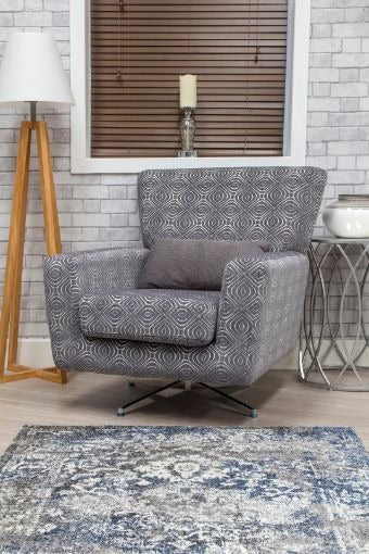Occasional Poppy Swivel Chair / Footstool & Cushions - Grey